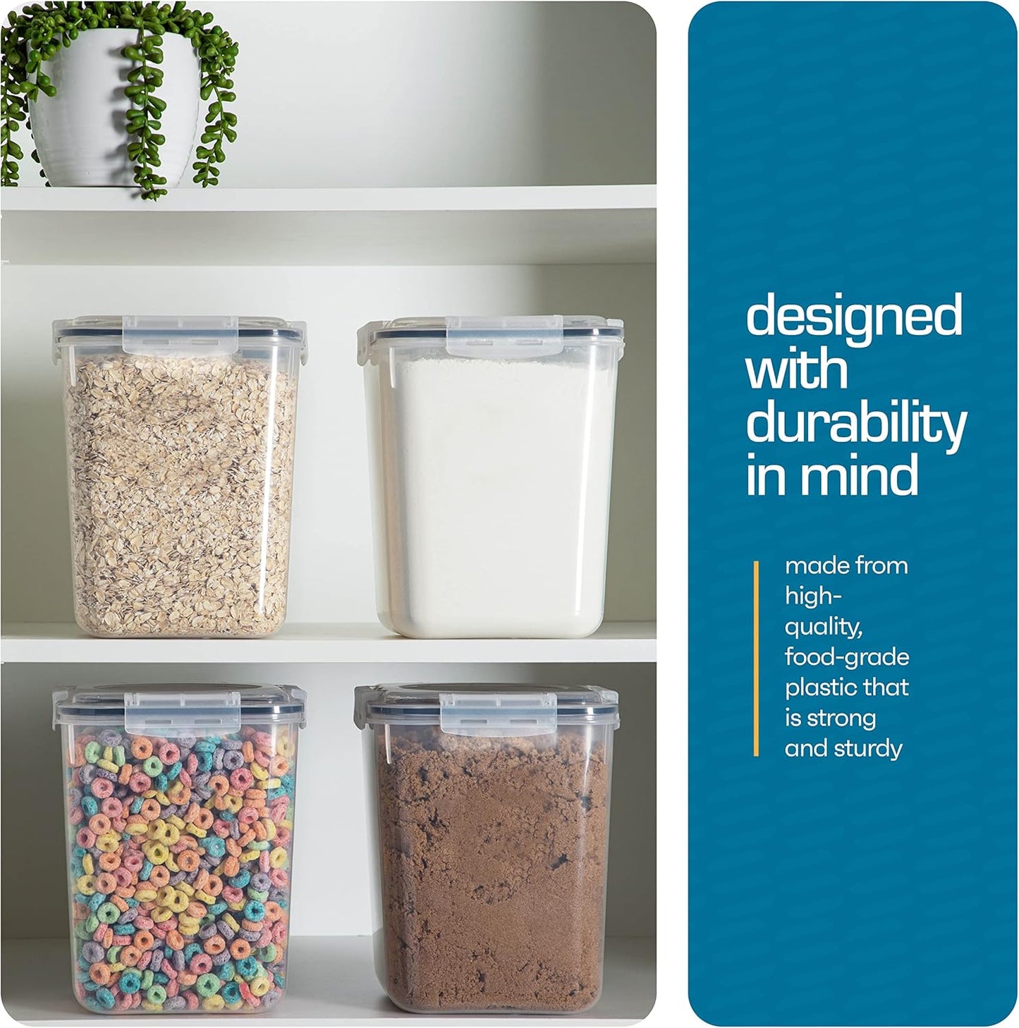 Storeganize Food Storage Containers Airtight Canisters with Lids 5.3L 4 Pack