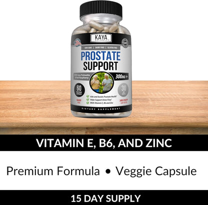 Kaya Naturals Prostate Support Saw Palmetto DHT Blocker Hair Sleep 60 Capsules