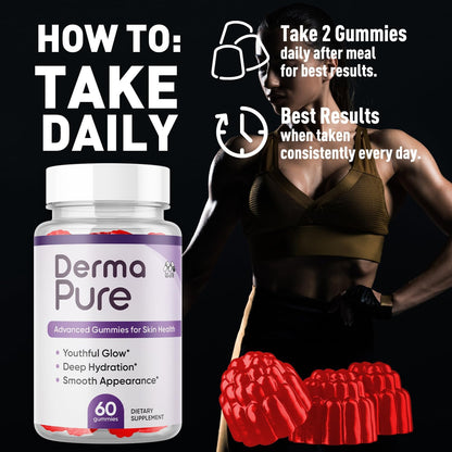 Derma Pure Supplement Gummies with Natural Ingredients 120 Gummies (2 Pack)
