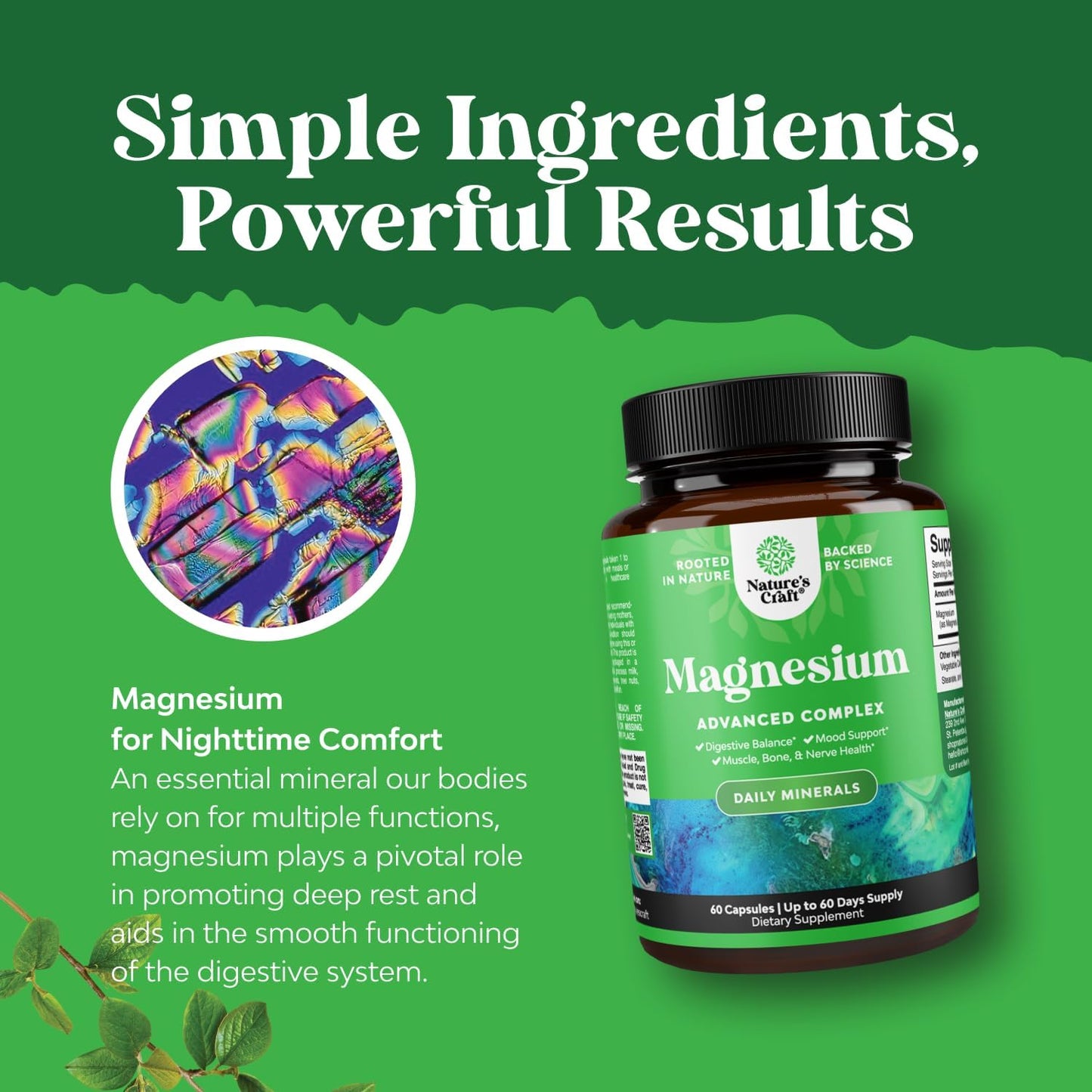 Magnesium Complex Capsules Oxide Citrate 500 mg Sleep Mood Support 60 Count