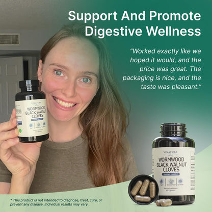 VINATURA Wormwood Black Walnut Clove Capsules - Cleanse, Intestinal Guard Formula Supplement for Humans, with Wormwood herb, Black Walnut Extract Combination, 60 Capsules