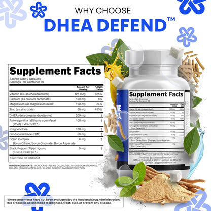 DHEA 200 mg Pregnenolone 100 mg Hormone Support Capsules 60 Count