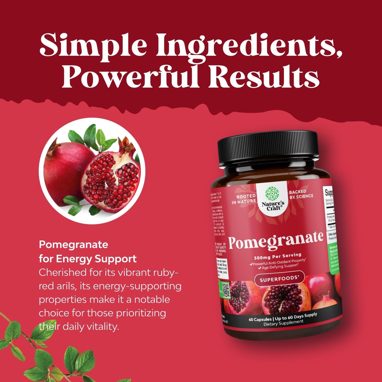 Pomegranate Extract Capsules Antioxidant Supplement Nitric Oxide Support