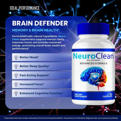 Neuro Clean Brain and Memory Support Supplement Capsules 60 Count