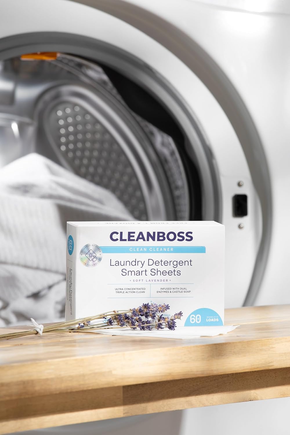 Clean Boss Laundry Detergent Sheets Smart Lavender Scent 60 Sheets 120 Loads