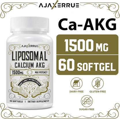 Liposomal Calcium AKG Alpha Ketoglutaric Acid 1500 mg Softgels 60 Count