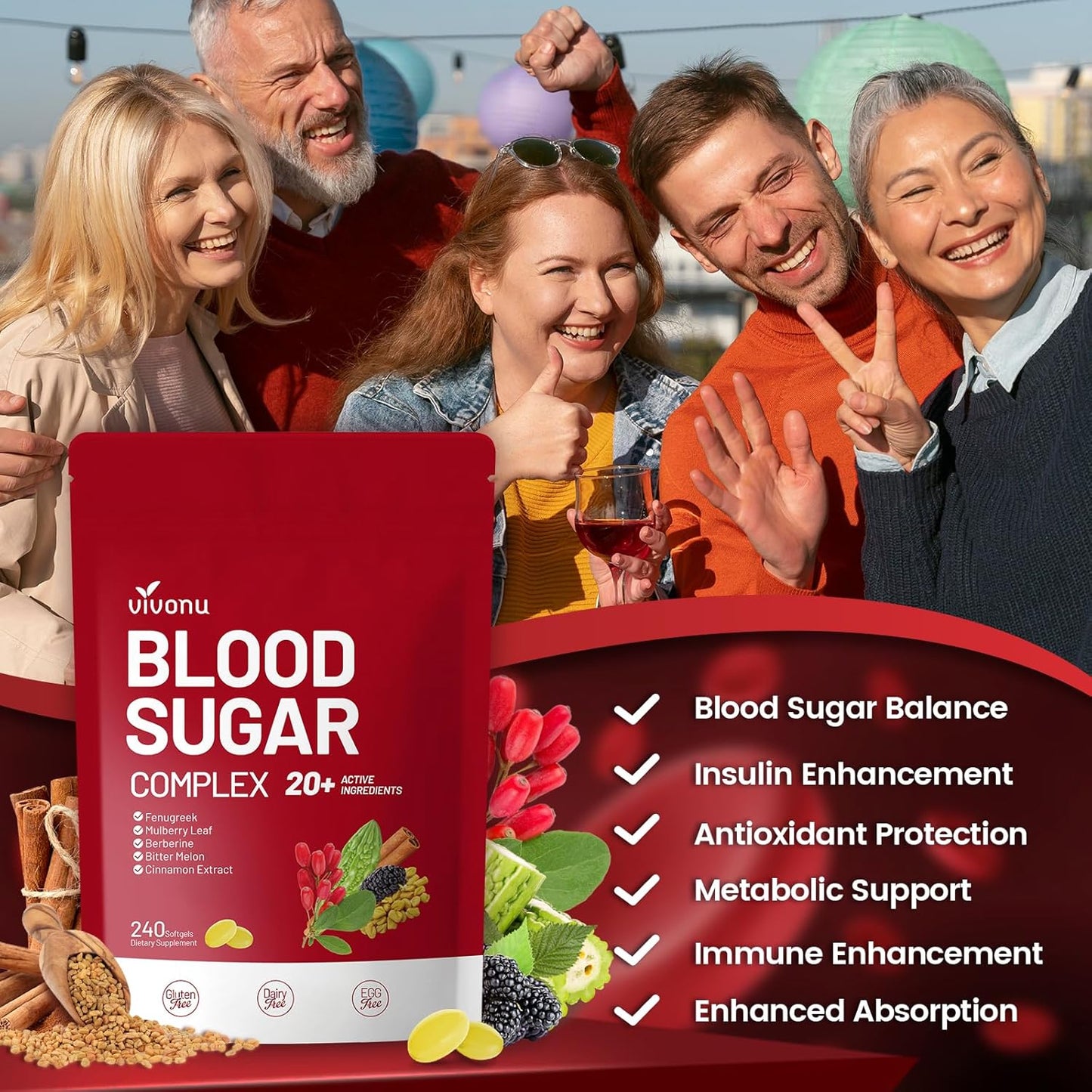 VivoNu Blood Sugar Complex Capsules Cinnamon Turmeric Black Pepper Vegan