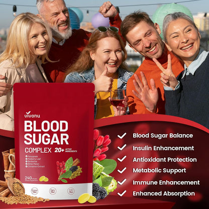 VivoNu Blood Sugar Complex Capsules Cinnamon Turmeric Black Pepper Vegan