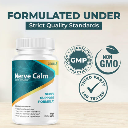 NerveCalm – Natural Calm Supplement | Herbal Blend with Passion Flower, Prickly Pear & California Poppy | Vegan Capsules, Non-GMO, 1 Month Supply | Made in USA