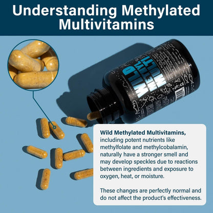 Wild Methylated Multivitamin Capsules for Women & Men with B12, Folate and CoQ10 60 Count