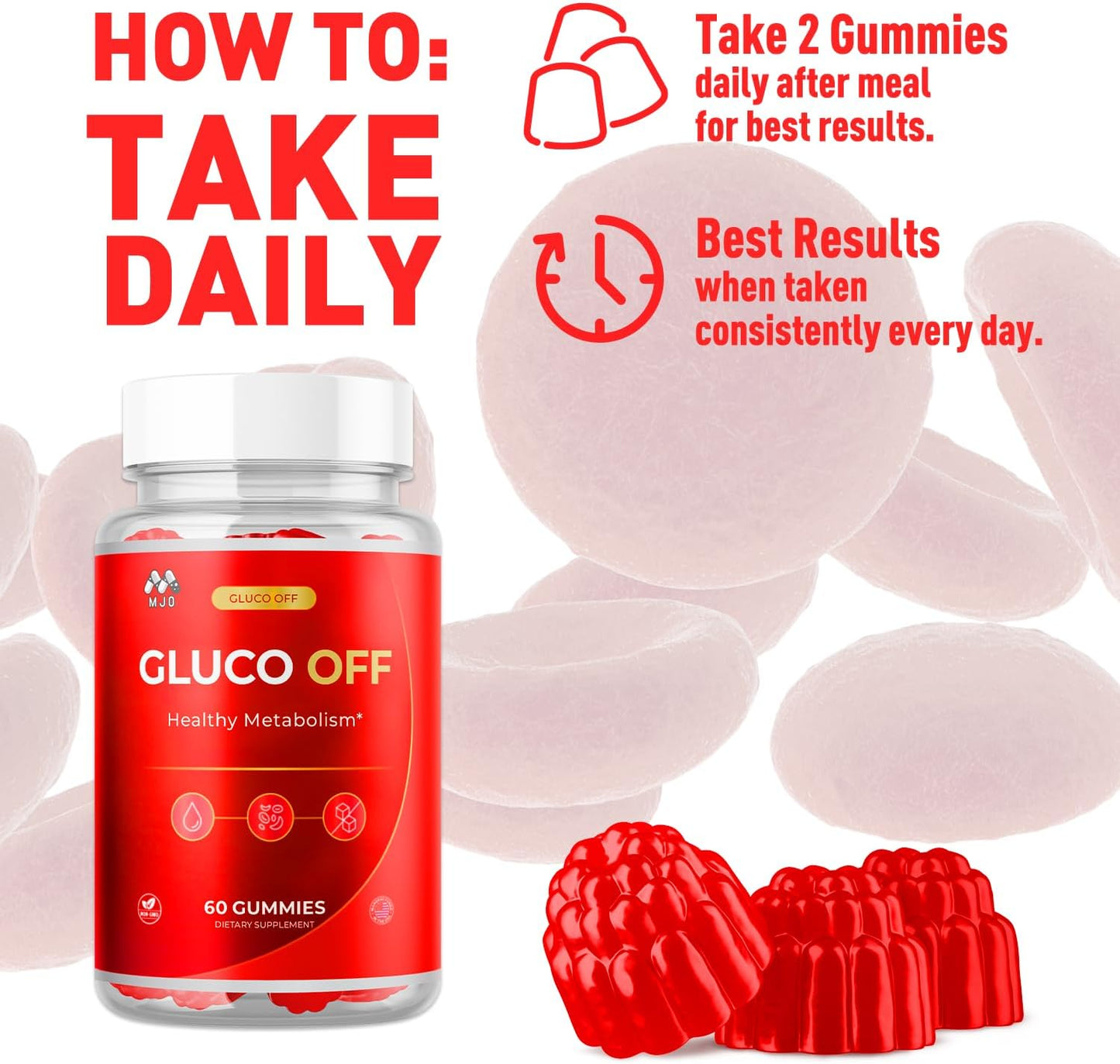 Gluco Off Health and Wellness Supplement Gummies 60 Count