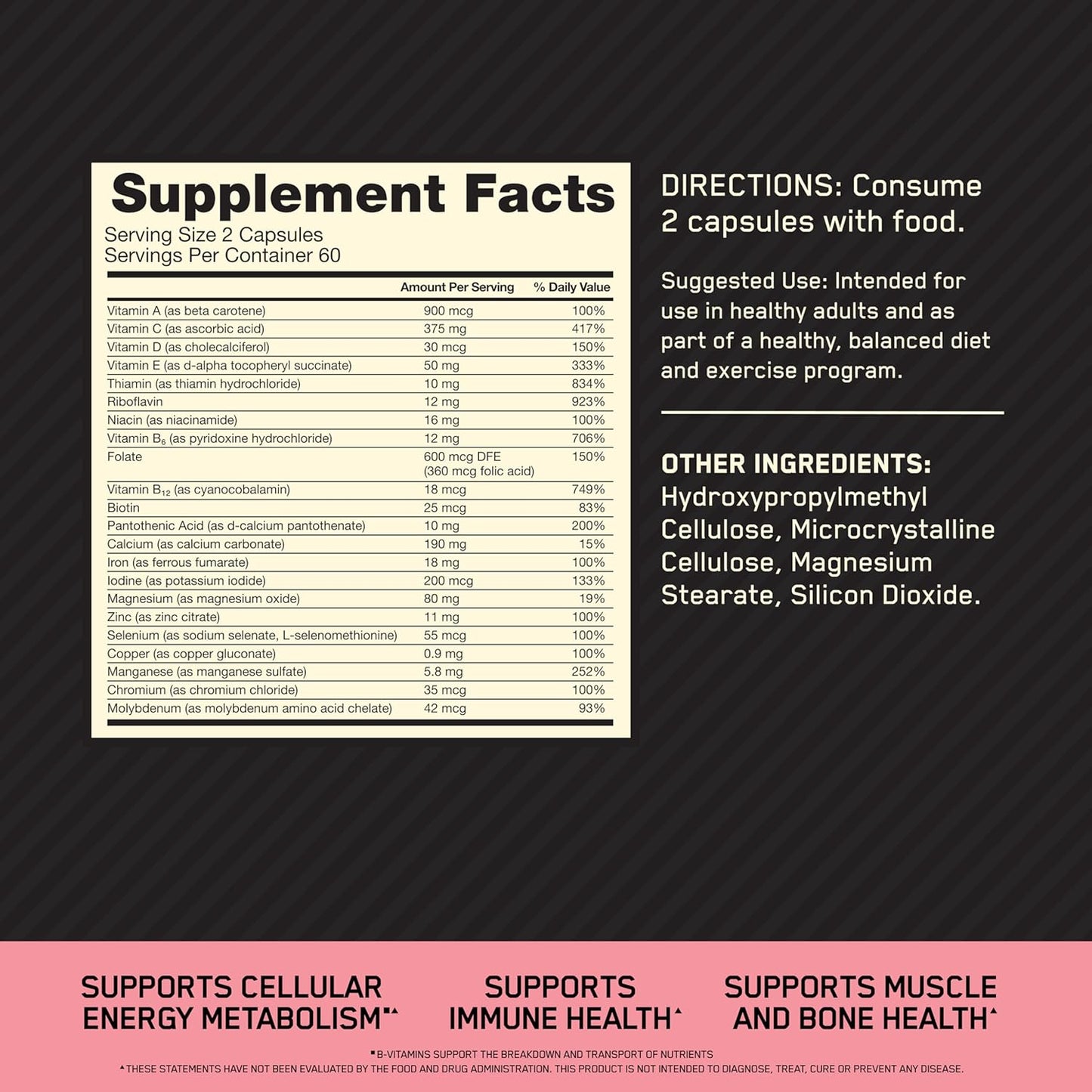 Optimum Nutrition Opti-Women Multivitamin Capsules with Vitamin C, Vitamin D and Zinc 120 Count