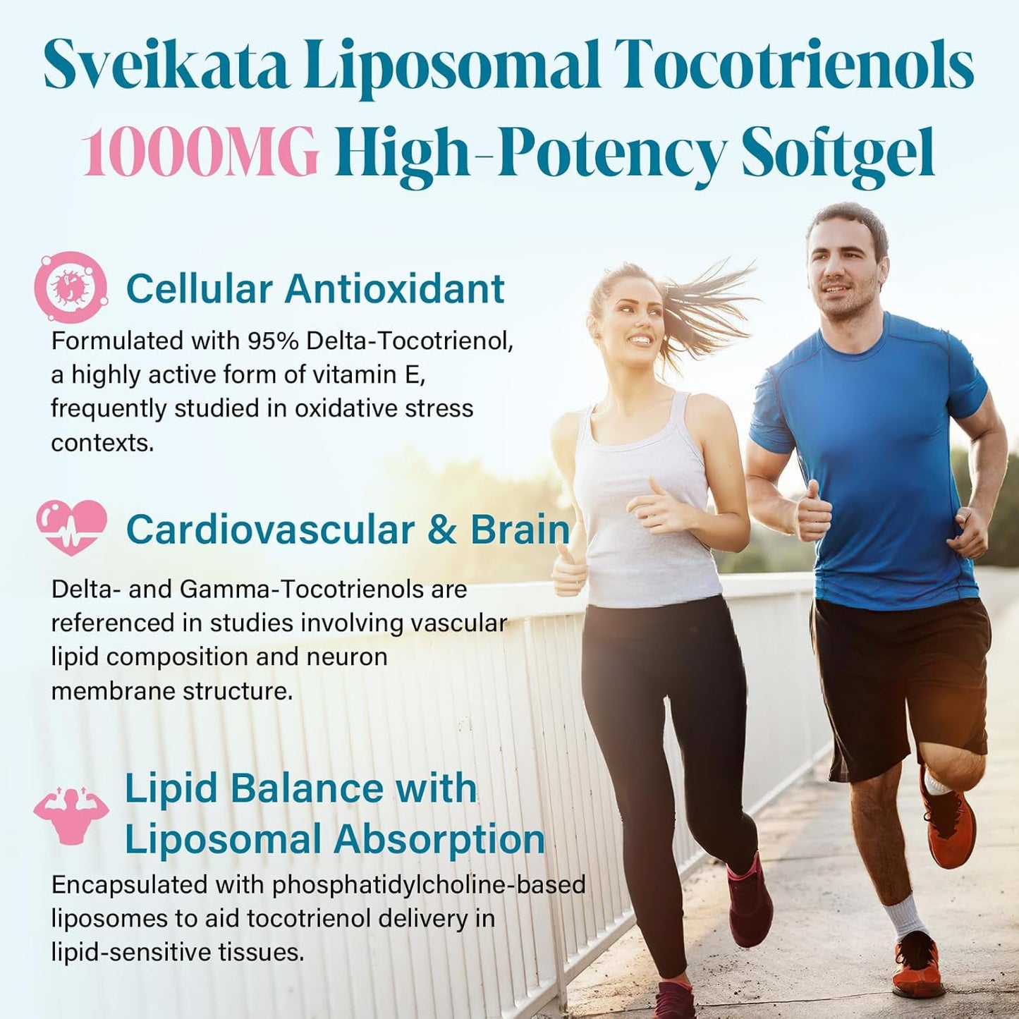 Liposomal Tocotrienols Vitamin E 1000 mg 95% Delta 5% Gamma Softgels 60 Count