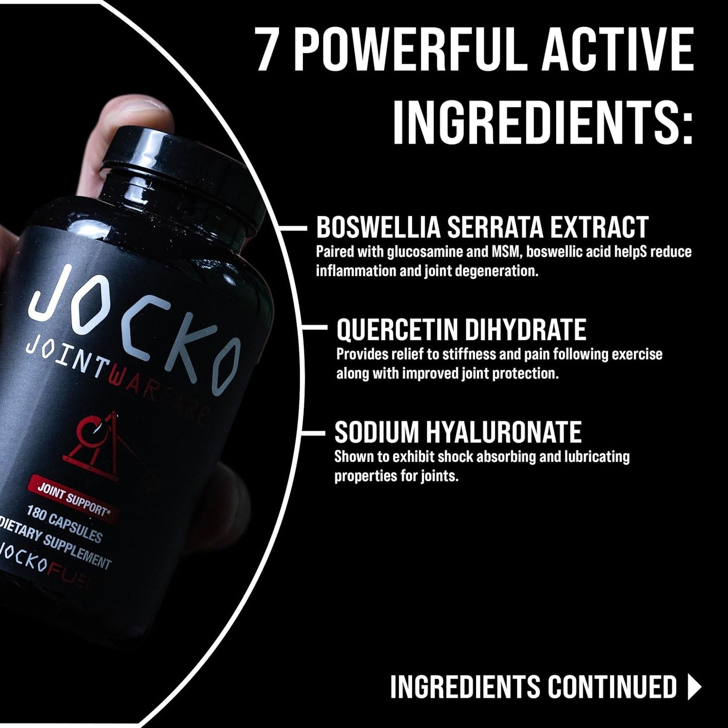 Jocko Fuel Joint Support Glucosamine MSM Turmeric Boswellia Capsules 180 Count