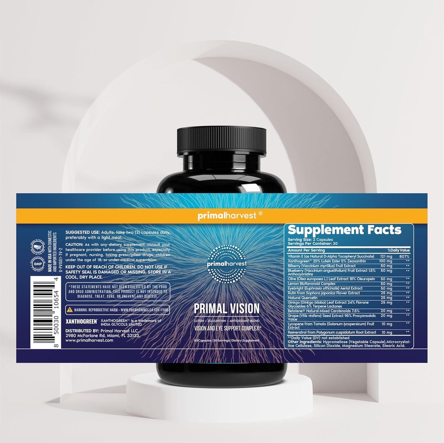 Primal Harvest Primal Vision Lutein Zeaxanthin Vitamin A Zinc Capsules 2 Pack  Description (3–5 lines):
