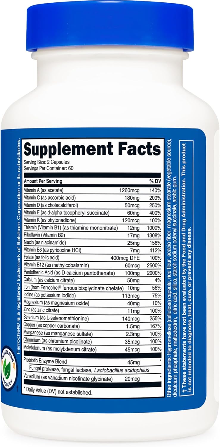Nutricost Multivitamin with Probiotics 120 Vegetarian Capsules