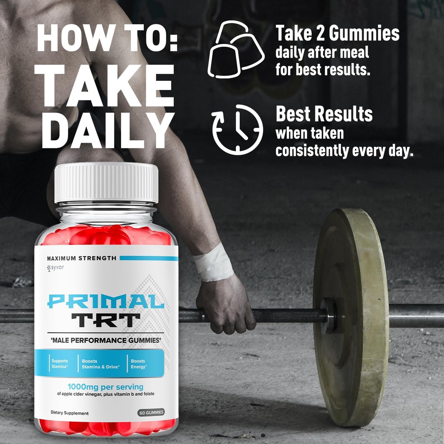 Primal TRT XL Gummies Health and Wellness Supplement 2 Pack 120 Gummies
