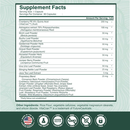 PurePremium Kidney Support Supplement Cranberry Astragalus 21-in-1 60 Day Supply