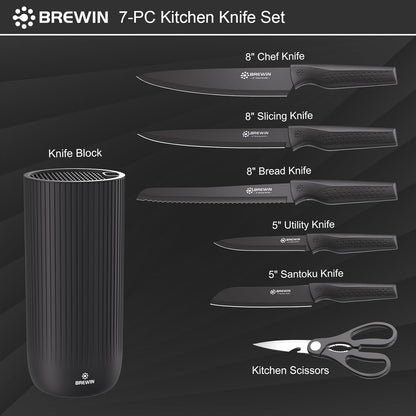 Brewin Kitchen Knife Set with Universal Knife Block Dishwasher Safe