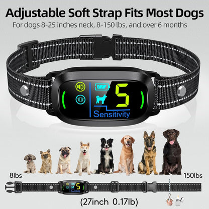 Rechargeable Dog Bark Collar – Smart Training Collar with 5 Sensitivity Levels, Beep & Vibration, Black