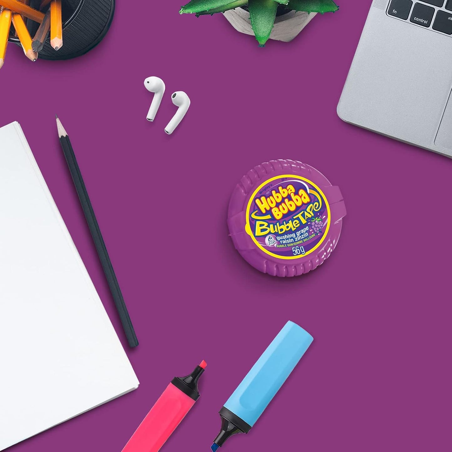 Hubba Bubba Bubble Tape Gushing Grape Bubble Gum 1.97 oz 12 Pack