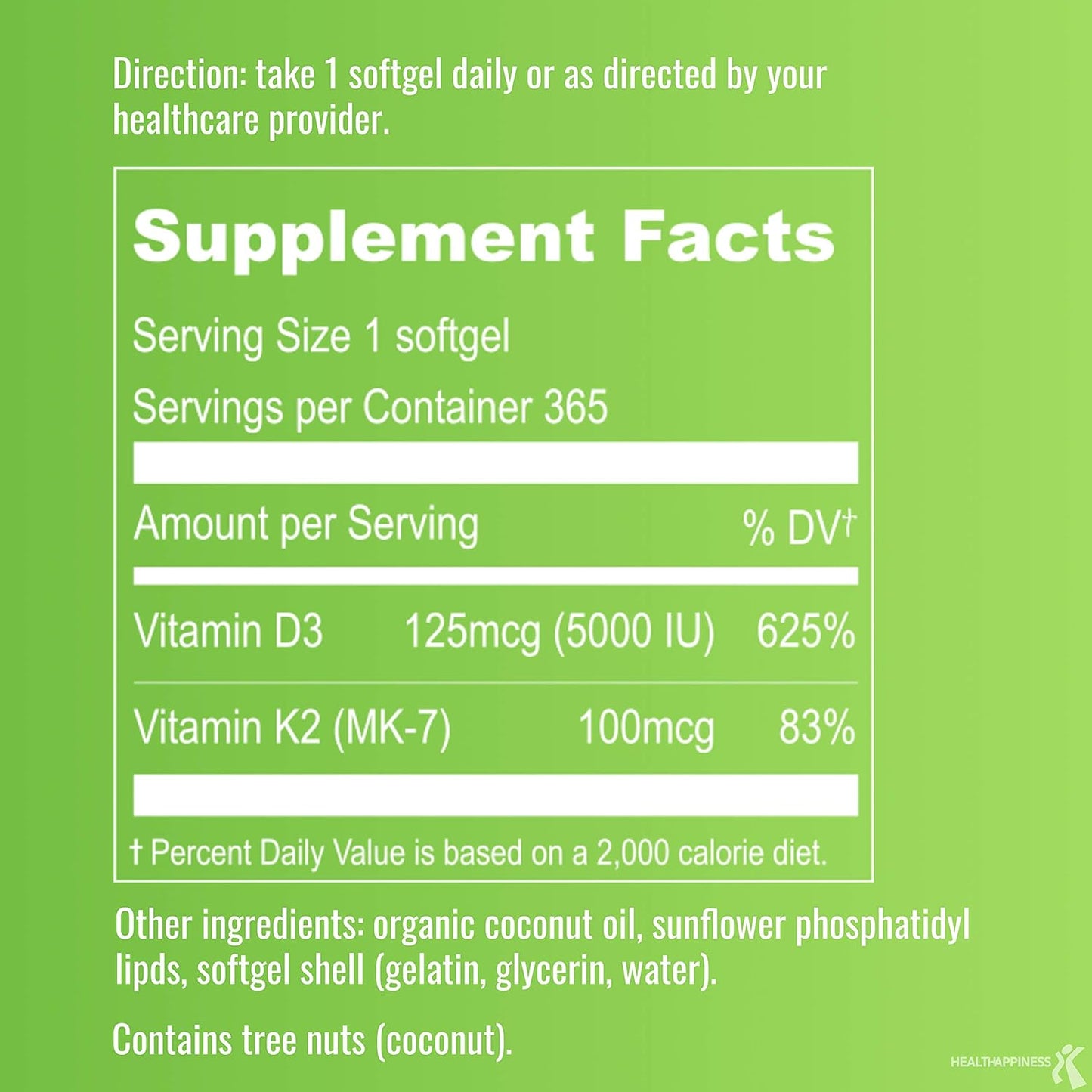 UpNourish Liposomal Vitamin D3 5000 IU K2 MK-7 100 mcg Mini Softgels 365 Count