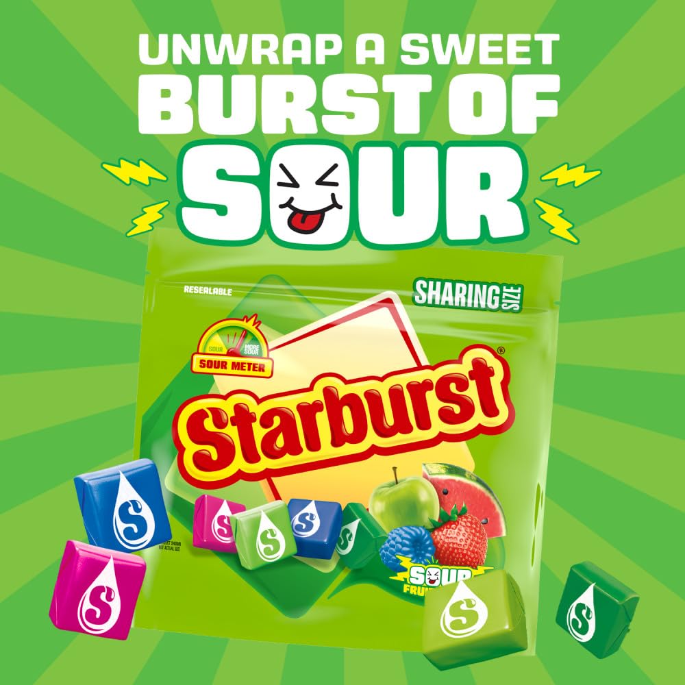 STARBURST Sour Fruit Chews Candy 15.6 oz Sharing Size Bag