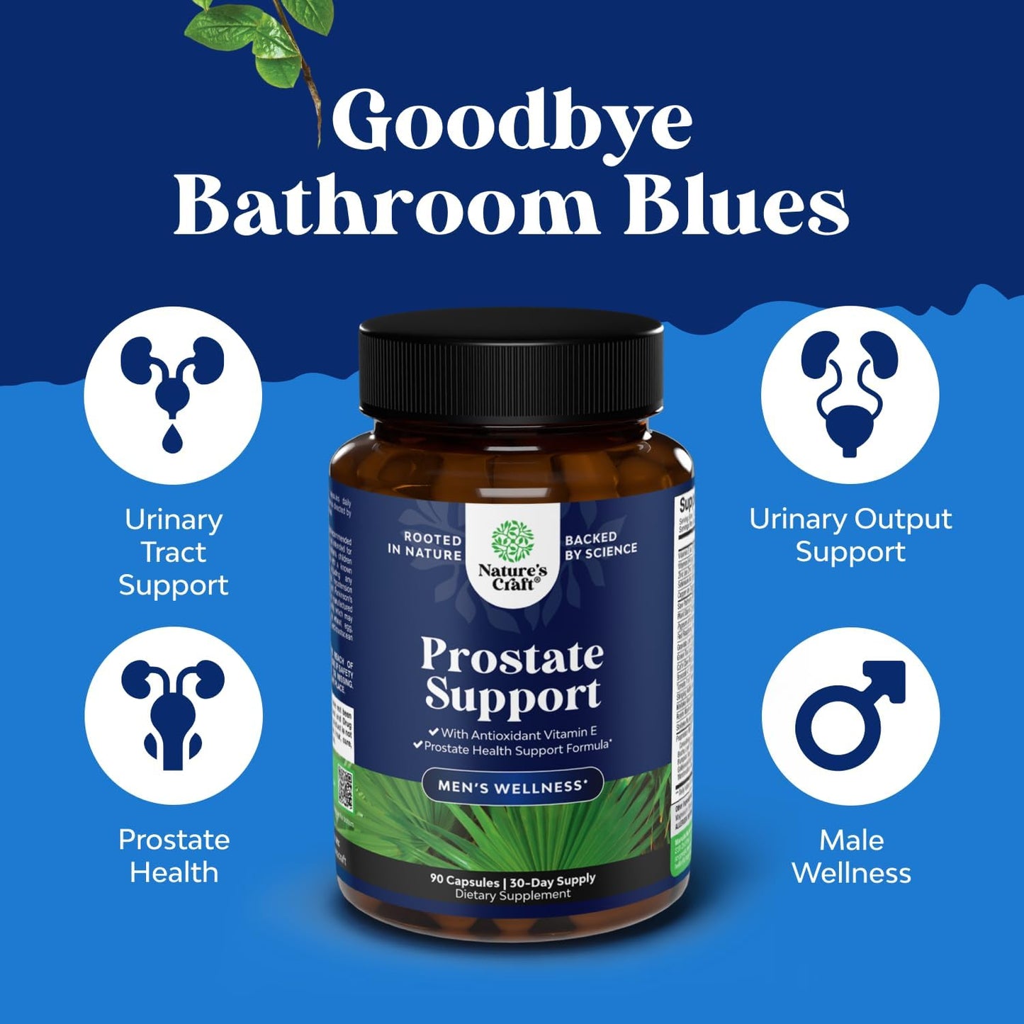 Herbal Prostate Supplement Saw Palmetto Pygeum Beta Sitosterol 90 Capsules