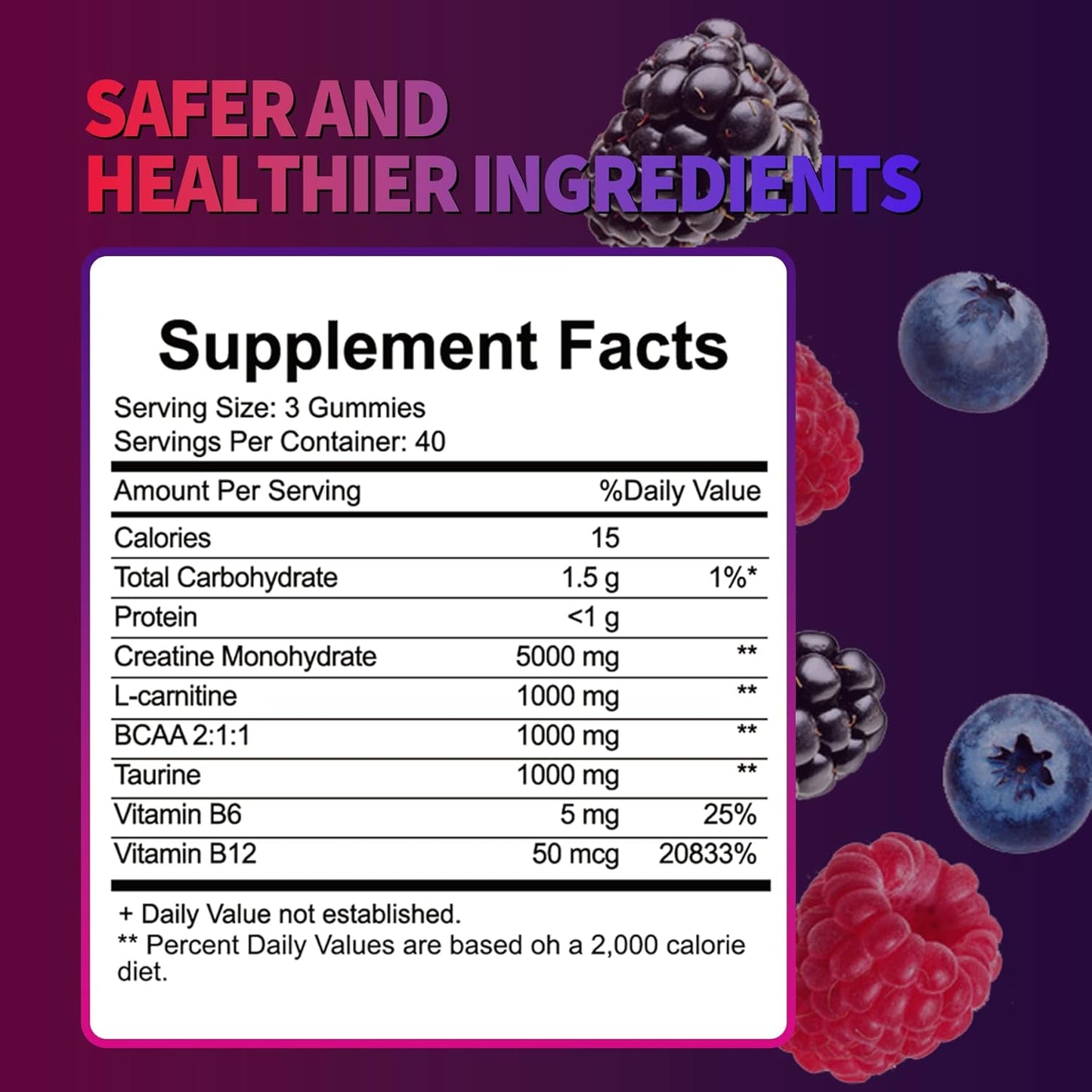 OUTELANDE Creatine Monohydrate Gummies 8000 mg with L Taurine Sugar Free Vegan 120 Count