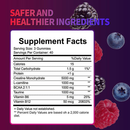 OUTELANDE Creatine Monohydrate Gummies 8000 mg with L Taurine Sugar Free Vegan 120 Count