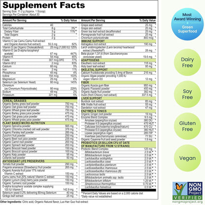 Vibrant Health Green Vibrance Plant-Based Superfood Powder 30 Servings
