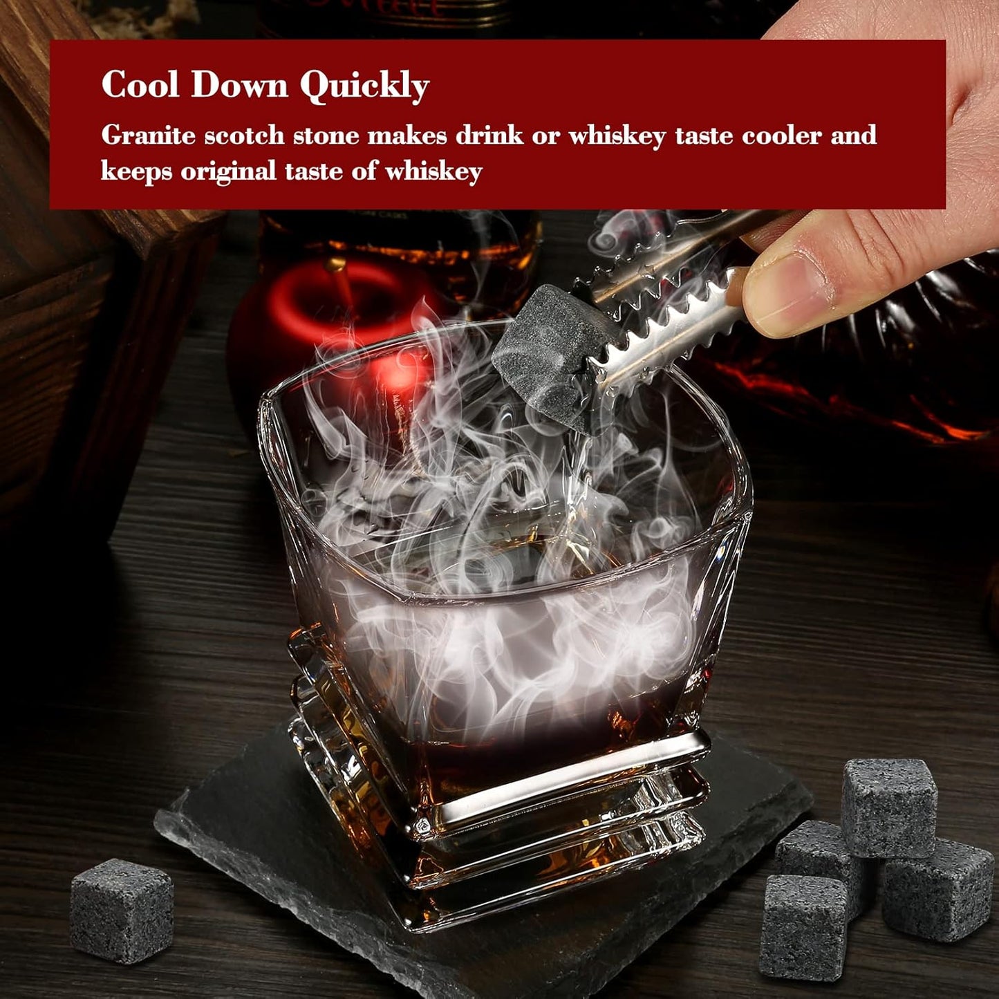 Cocktail Smoker Kit with Torch and Whiskey Stones Beech Wood Set
