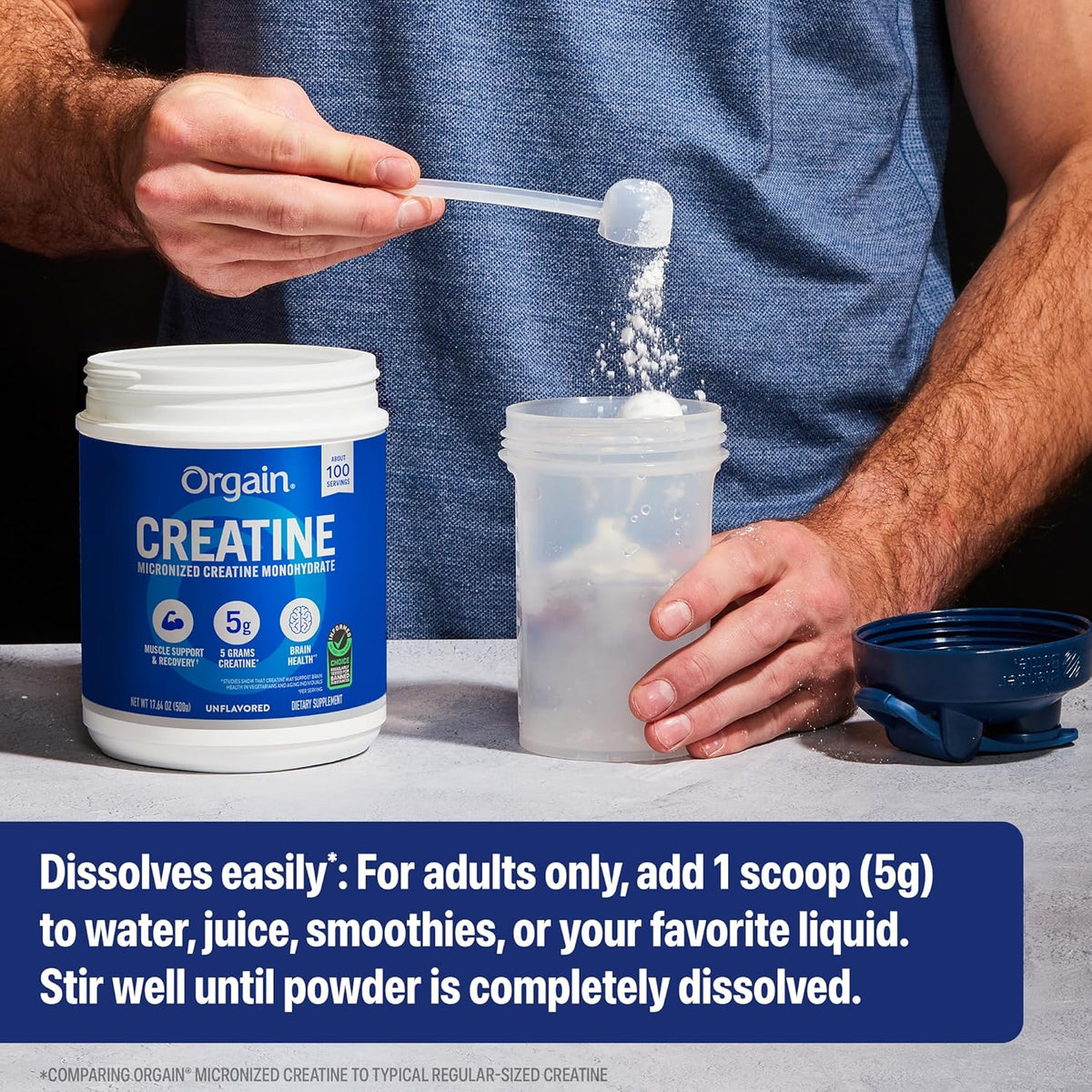 Orgain Micronized Creatine Monohydrate Powder Unflavored 100 Servings 17.64 oz