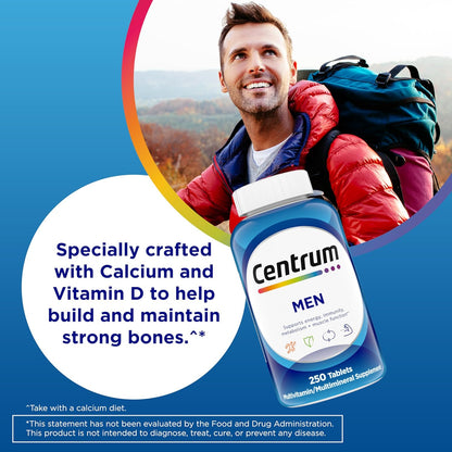 Centrum Men’s Multivitamin Multimineral Tablets with Vitamin D3 and B Vitamins 250 Count