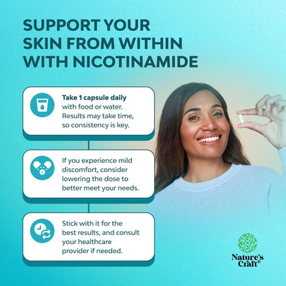Vitamin B3 Niacinamide 500 mg Capsules Flush Free Nicotinamide 60 Count