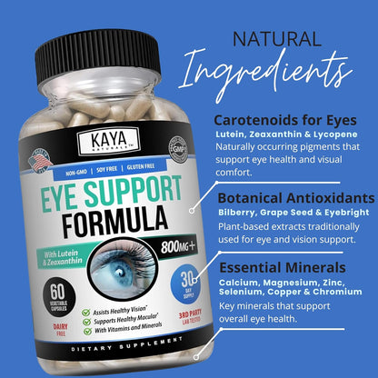 Kaya Naturals Eye Health Supplement Lutein & Zeaxanthin 800 mg 60 Capsules