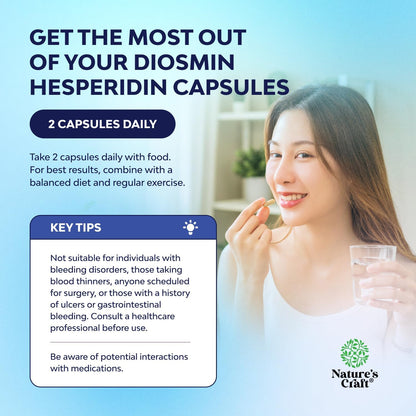 Diosmin Hesperidin 1000 mg Complex Bitter Orange Vein & Circulation Support 60 Count