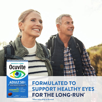 Ocuvite 50+ Eye Vitamin & Mineral Supplement – Omega-3, Lutein, Zeaxanthin, Vitamins C & E, Zinc, 50 Softgels