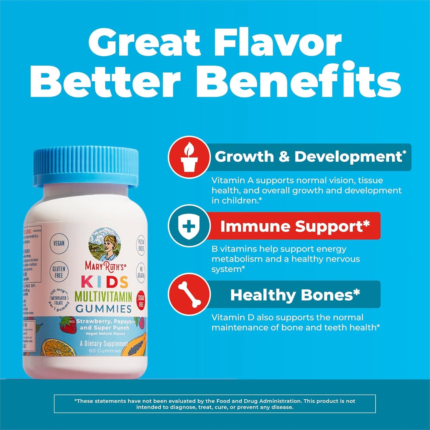 MaryRuth’s Kids Multivitamin Gummies Sugar Free Vegan 60 Count
