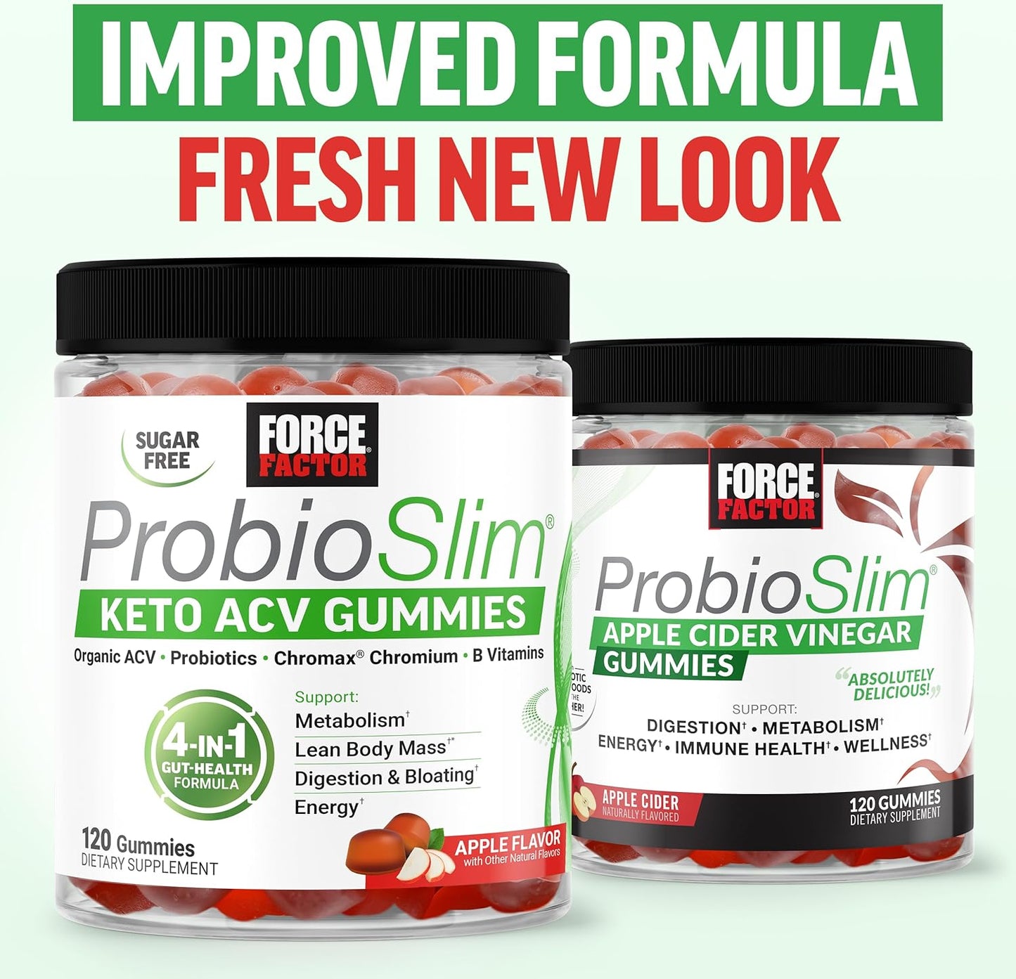 Force Factor ProbioSlim Keto ACV Gummies Apple Cider Vinegar Probiotics 120 Count