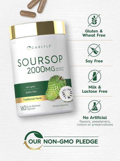 Carlyle Soursop Leaves Herbal Supplement 160 Capsules