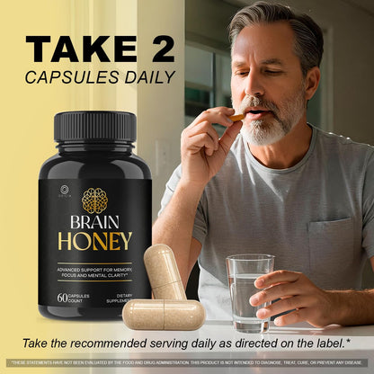 Brain Honey Capsules – Dietary Supplement for Daily Wellness, 180 Count (3pack)