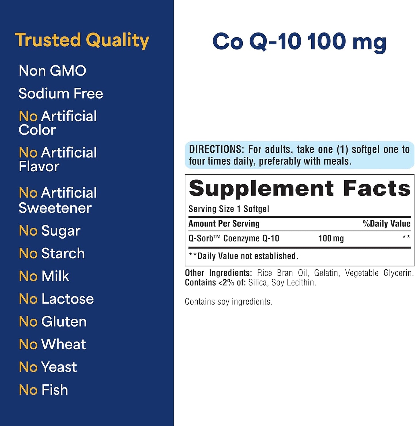 Puritan's Pride CoQ10 100 mg Rapid Release Softgels – 240 Count