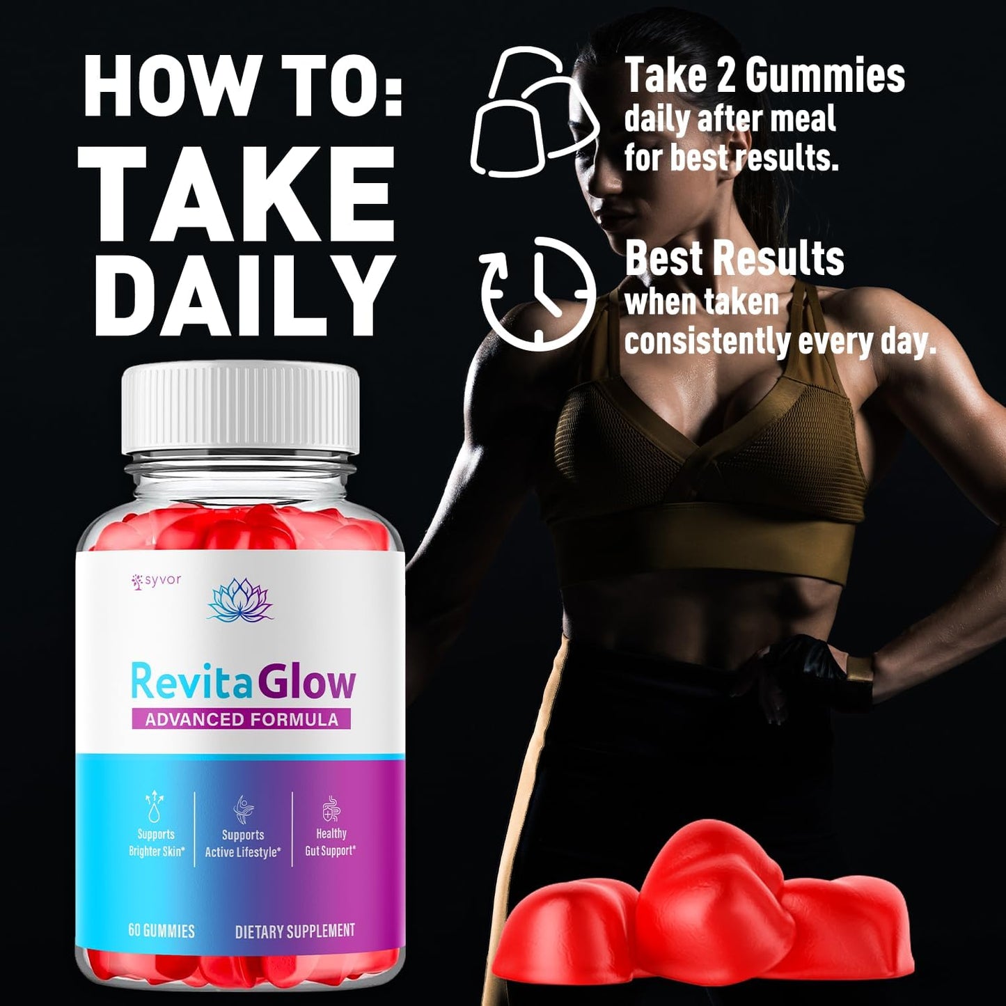 RevitaGlow Gummies with Apple Cider Vinegar & Beauty Vitamins 120 Gummies (2 Pack)