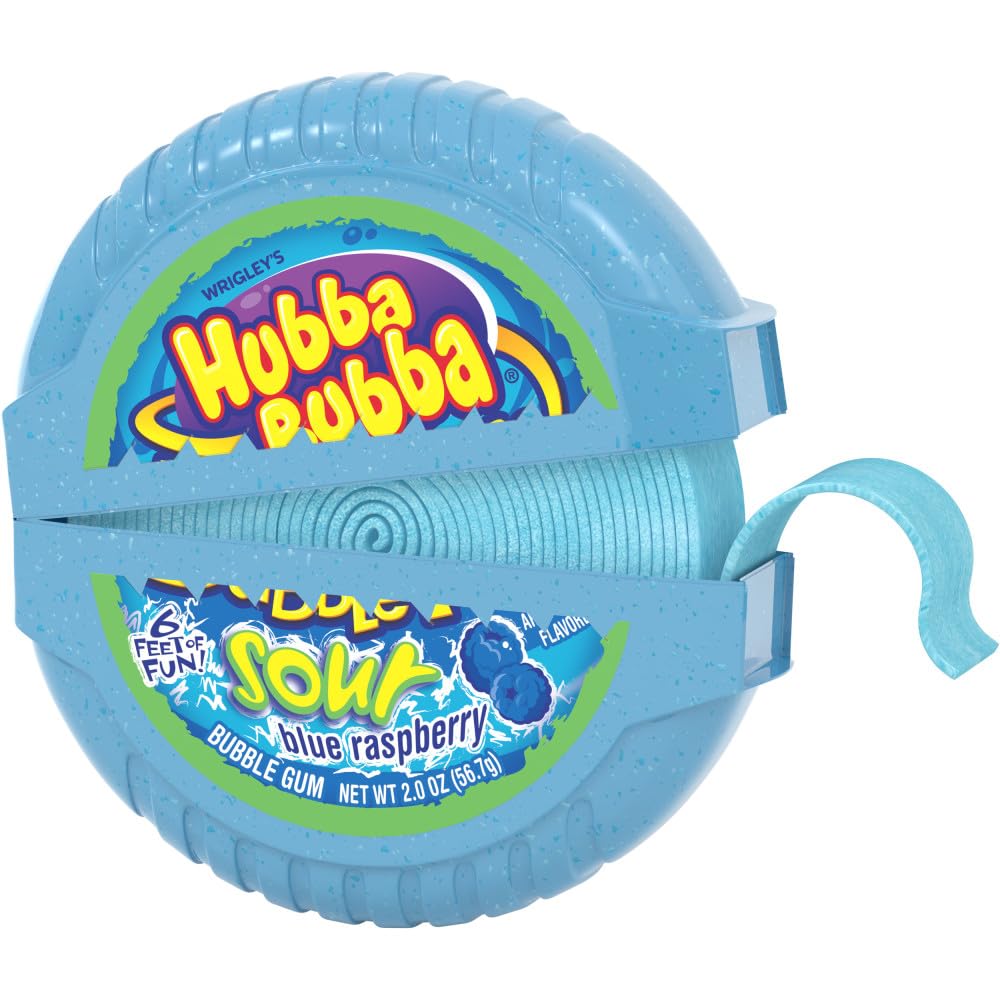 Hubba Bubba Blue Raspberry Bubble Gum Tape 2 oz 12 Pack