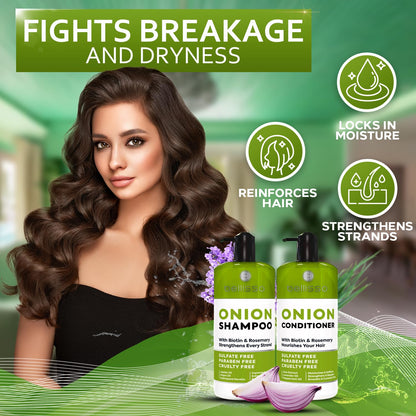 Onion Shampoo and Conditioner Set with Rosemary and Biotin Sulfate Free