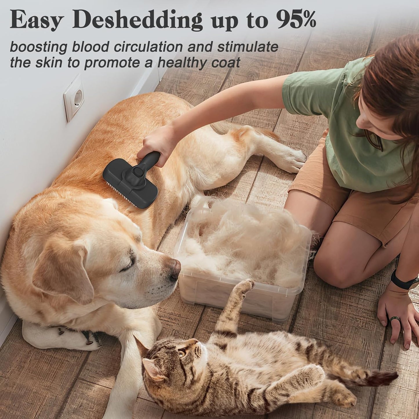 Swihauk Self-Cleaning Slicker Brush for Dogs & Cats Black