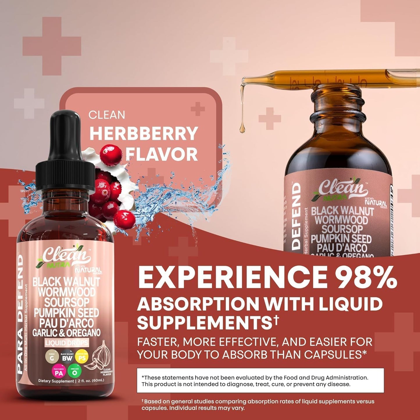 Clean Nutra Para Defend Herbal Liquid Drops – Wormwood, Black Walnut, Neem & Oregano Blend Supplement