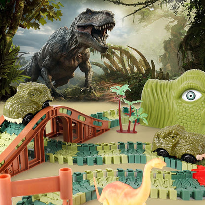 GIAT Dinosaur Track Toy Set with Race Cars Light Sound 1 Set