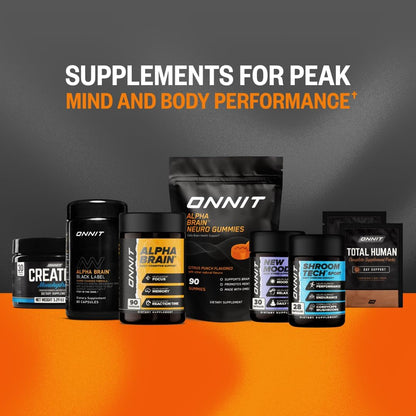 ONNIT Alpha Brain Neuro Focus Gummies Omega 3 Lutein Zeaxanthin Caffeine Citrus 90 Count
